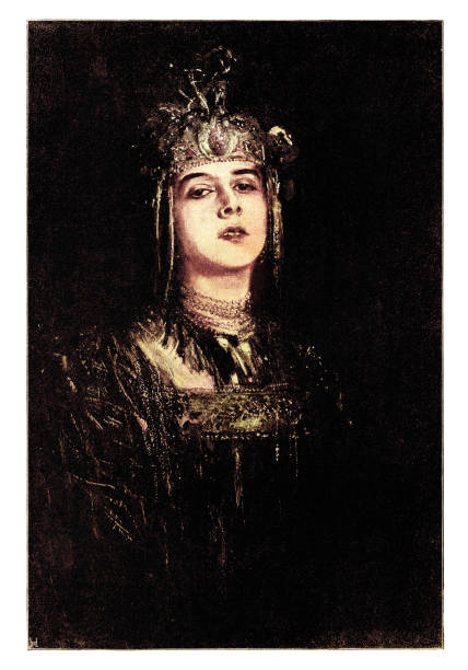 istock Egyptian queen with jewelry and crown illustration 1456623111