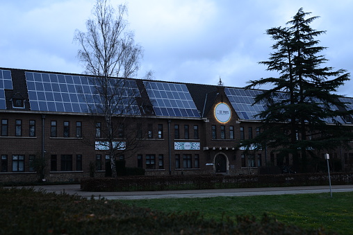 Diest, Flemish-Brabant, Belgium - January 15, 2023: since Poetin and Europe themselves reduced the gas flow, solar energy is the new main resources of energy production in Europe
