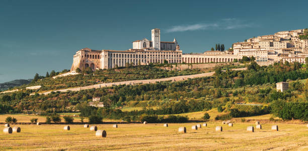 Panorama of Assisi, Italy. stock photo