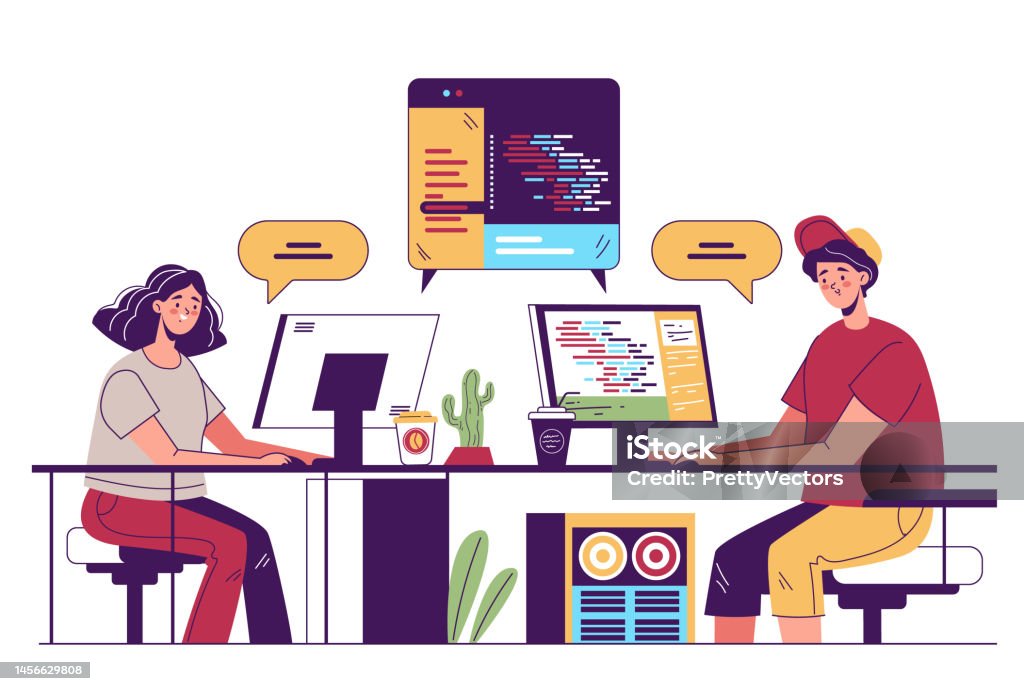 Coders Programmers Developers Characters Collaborating And Working At ...