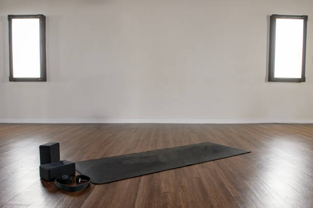 istock A yoga mat set up in studio 1456631054