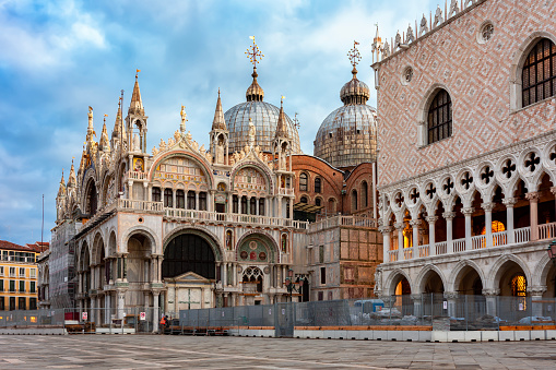 St. Mark's basilica (Basilica di San Marco) and Doges palace in Venice, Italy
