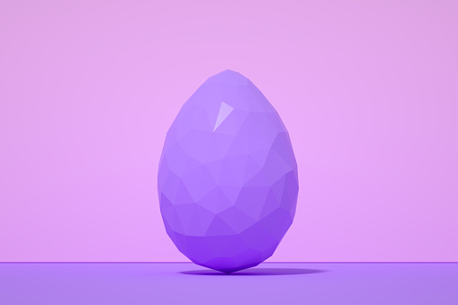 Easter egg on purple background, 3d render.