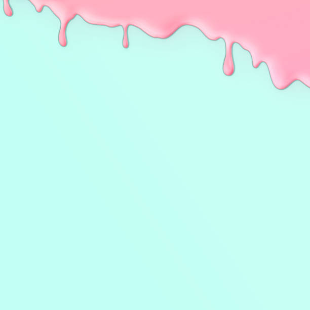 istock Pink paint drops on blue background 1456631683