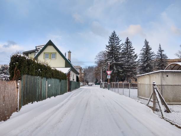 istock Snowfall in the nature or city during cold winter. 1456631691