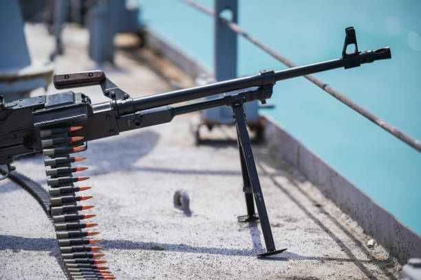 istock Machine gun belt loaded with cartridges 1456636300