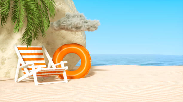 istock Beach with huge rocks, minimal summer and travel concept 1456638984