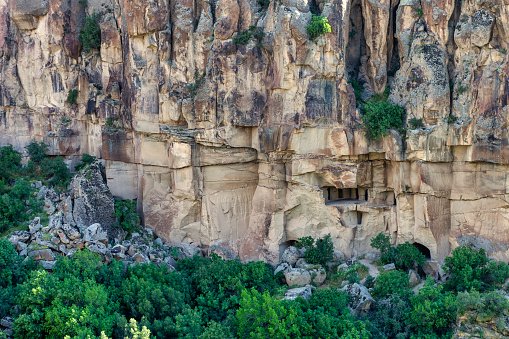 Ihlara Valley in Cappadocia. Ihlara Valley Peristrema Monastery or Ihlara Gorge is the most famous valley in Turkey for hiking excursions.