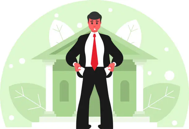 Vector illustration of Businessman with empty pockets