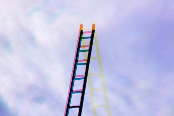 A wood ladder rises up into the sky, providing a pathway to a higher level of understanding, creativity, and inspiration. It is an invitation to explore the unknown and reach for greater heights.
