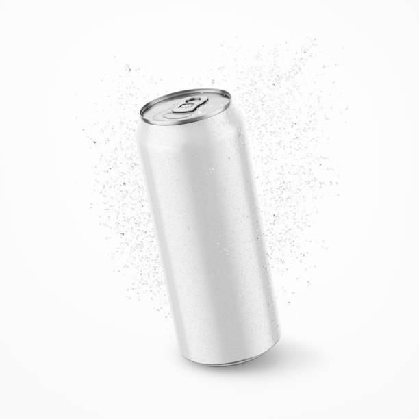 500ml White Drink Can with Drops Mockup vector art illustration