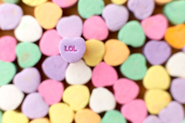 Pastel colored conversation hearts for Valentine's Day