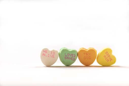Religious themed Valentine's candy hearts