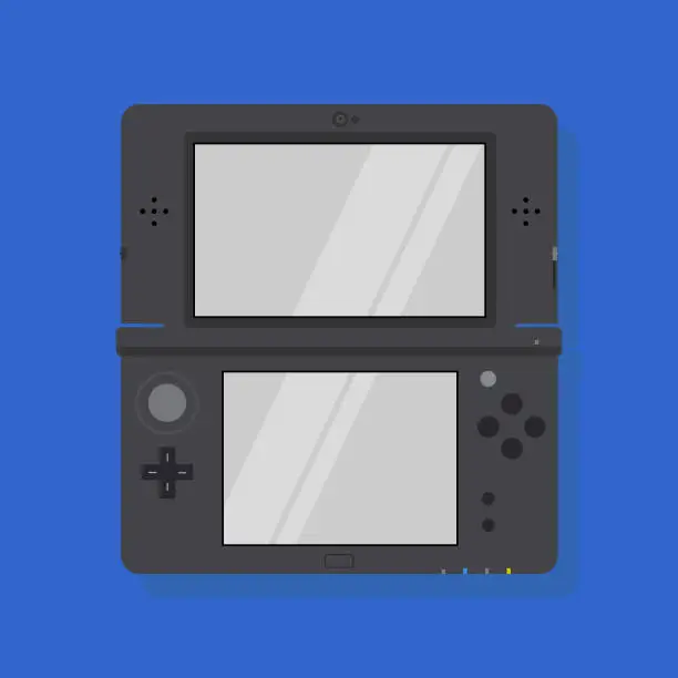 Vector illustration of Modern Portable Game Dual Screen 3D Flat