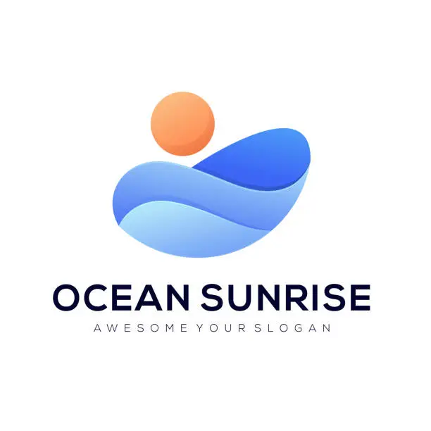 Vector illustration of Ocean Sunrise vector Design Template