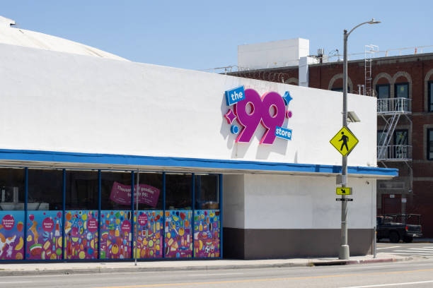 99 Cents Only Stores Los Angeles, CA, USA - May 13, 2022: Exterior view of the 99 Cents Only Store in the San Pedro neighborhood of Los Angeles, California. 99 Cents Only Stores is an American price-point retailer chain. san pedro los angeles photos stock pictures, royalty-free photos & images