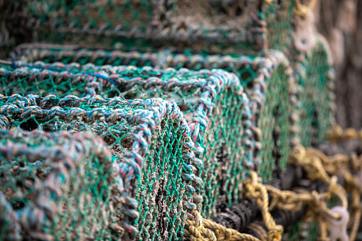 Close shot of a fishing net.