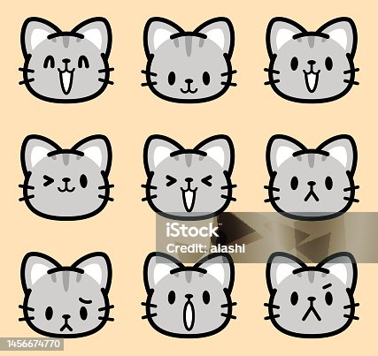 istock Cute facial expression icon of the Tabby Cat 1456674770
