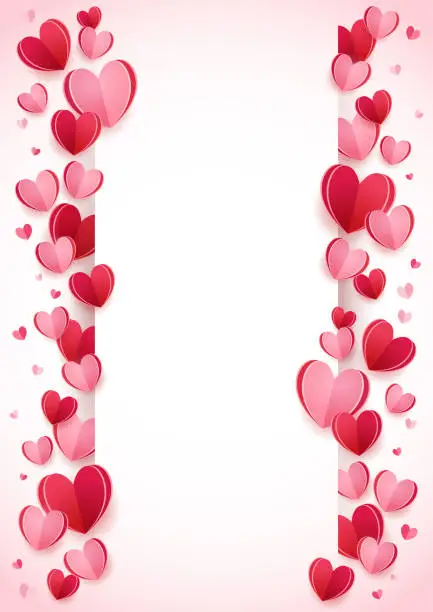 Vector illustration of Valentine's Day 3D Heart Frame, Background