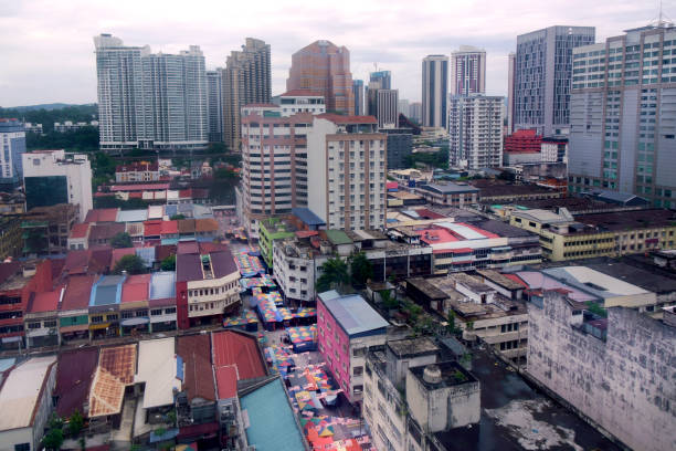 istock Poor residential apartments and tall office buildings 1456677141