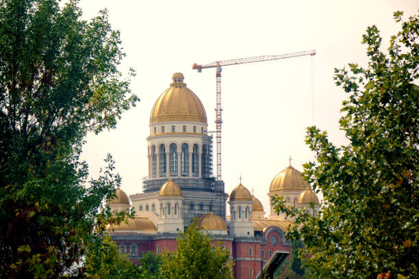 People`s Salvation Cathedral, Catedrala Mantuirii Neamului construction site. Christian orthodox cathedral in Bucharest, Romania