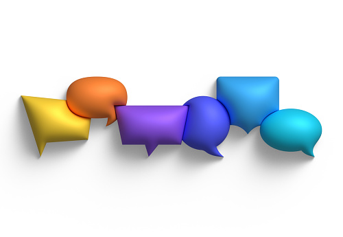Talking chatting speech bubble chat forum conversation online messaging design element.