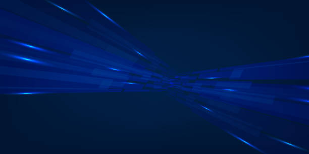ilustraciones, imágenes clip art, dibujos animados e iconos de stock de perspectiva abstracta tecnología futurista geométrica con estallido claro fondo azul oscuro - exploding energy abstract backgrounds