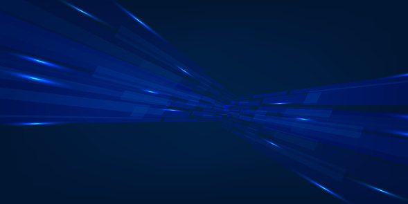 Abstract perspective futuristic technology geometric with light burst dark blue background