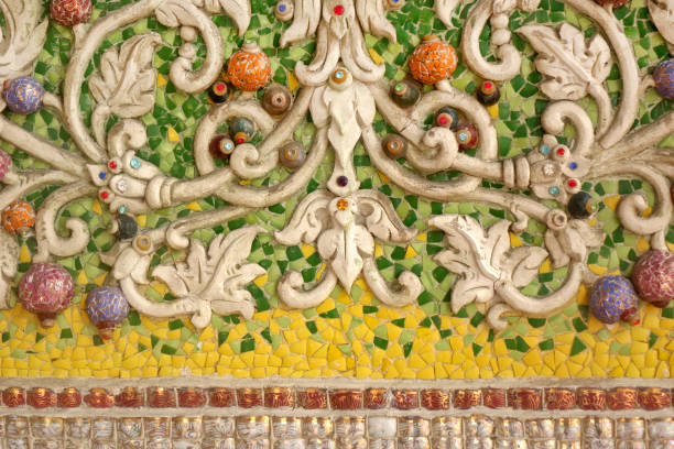 istock Architectural decorations from Buddhist temple wall in Bangkok 1456685438