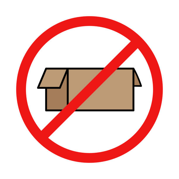 No Cardboard Box Sign on White Background vector art illustration