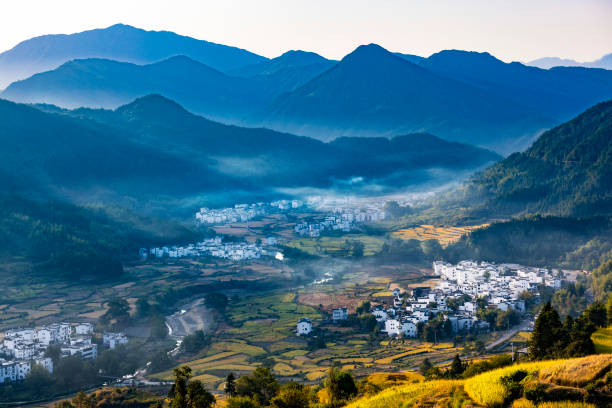 Autumn terrace scenery of Jiangling in Wuyuan, Jiangxi province