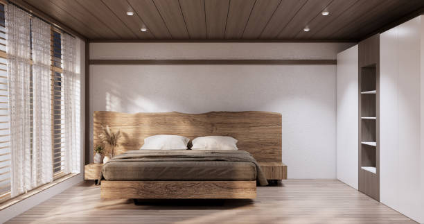 istock Minimalist wabi sabi interior mock up design, room muji sytle 1456697980