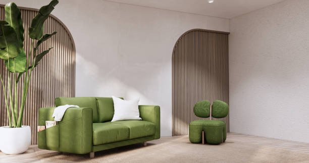 istock Muji Sofa armchair on Living room empty japandi style. 1456697992