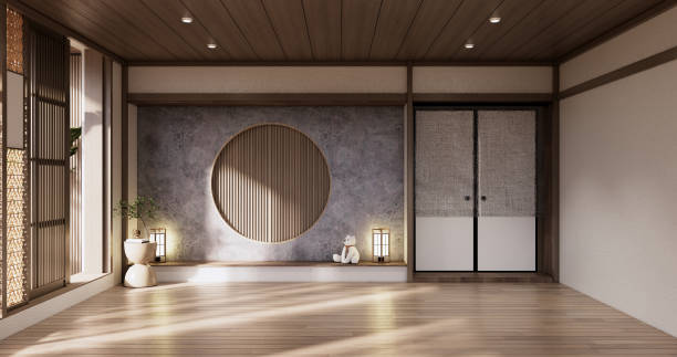 istock Muji style, Empty wooden room,Cleaning japandi room interior, 1456698006