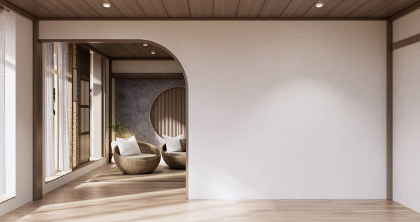 istock Muji Sofa armchair on Living room empty japandi style. 1456698028