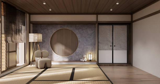 istock Muji Sofa armchair on Living room empty japandi style. 1456698042