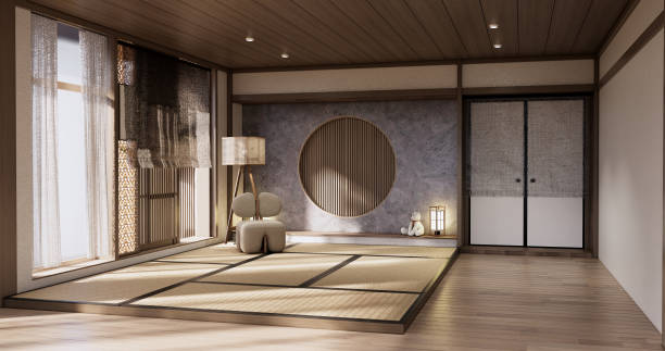 istock Muji Sofa armchair on Living room empty japandi style. 1456698043