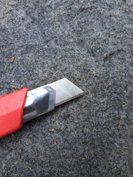 very sharp edge of the cutter blade stock photo