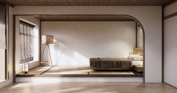 istock Minimalist wabi sabi interior mock up design, room muji sytle 1456699297