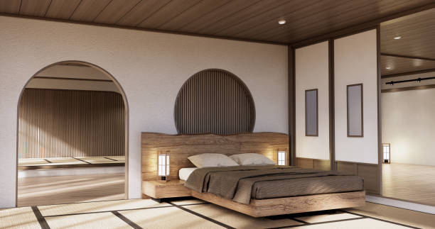 istock Minimalist wabi sabi interior mock up design, room muji sytle 1456699338