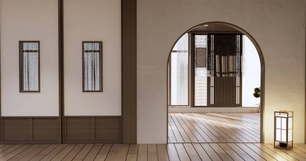 istock Muji style, Empty wooden room,Cleaning japandi room interior, 1456699376
