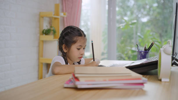 istock Online Homeschool with a laptop at home. 1456701969