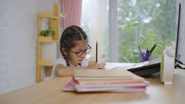 istock Online Homeschool with a laptop at home 1456701970