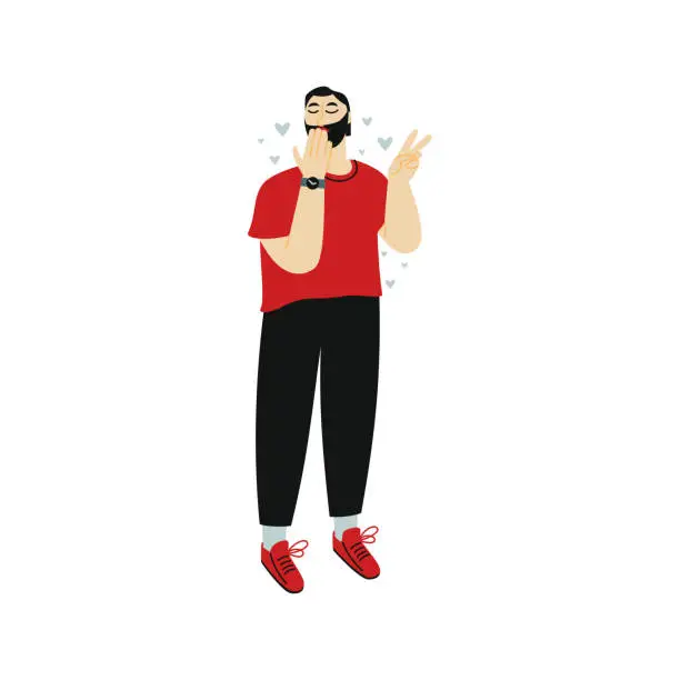 Vector illustration of A man blowing kisses