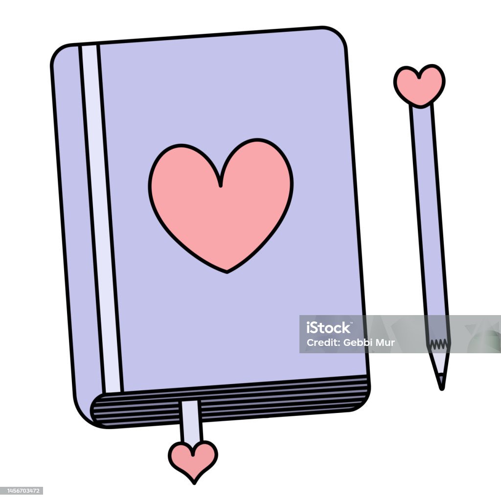 Ilustración de Diario Para Notas De Amor Y Lápiz En Estilo Dibujos Animados  Marca Entre Hojas En La Portada Hay Un Corazón y más Vectores Libres de  Derechos de Amor - iStock