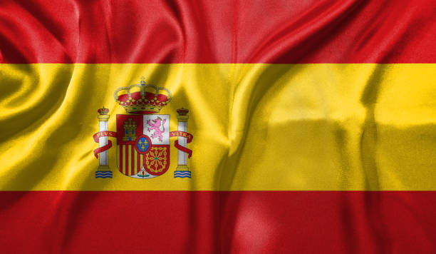 istock Spain flag wave highly detailed realistic 3D rendering. 1456705163