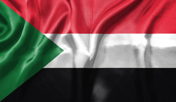 istock Sudan flag wave highly detailed realistic 3D rendering. 1456705169