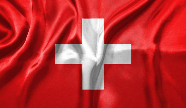 istock Switzerland flag wave highly detailed realistic 3D rendering. 1456705317