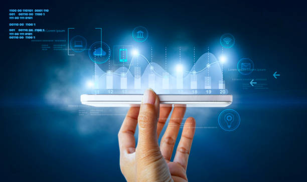 istock Digital online marketing. Graph on screen mobile and progress of business and analyzing financial and investment data, business planning and strategy 1456706190