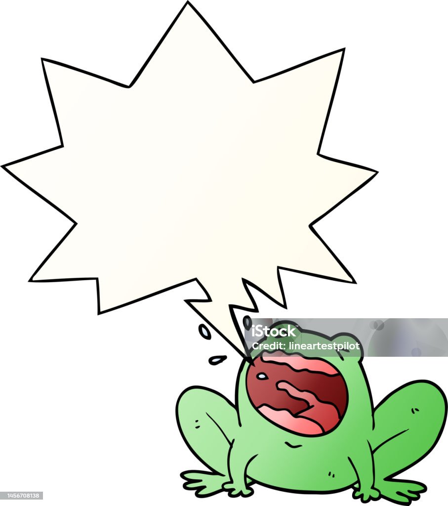Frog Shouting Language Cartoon Frog Shouting With Speech Bubble In Smooth Gradient Style Stock ...